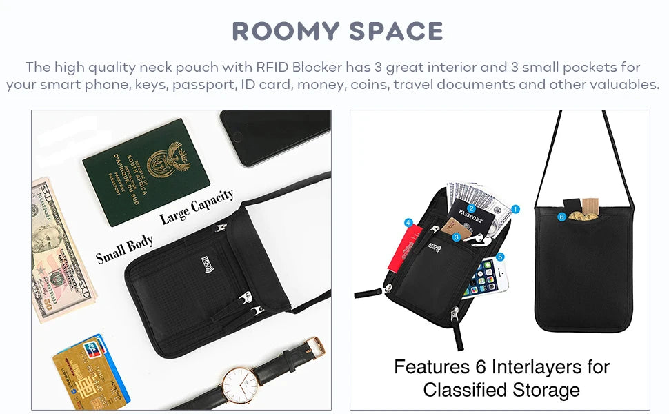 Travel Pouch Neck Wallet Family Passport Holder Organizer Case with RFID Blocking passport wallet travel wallet