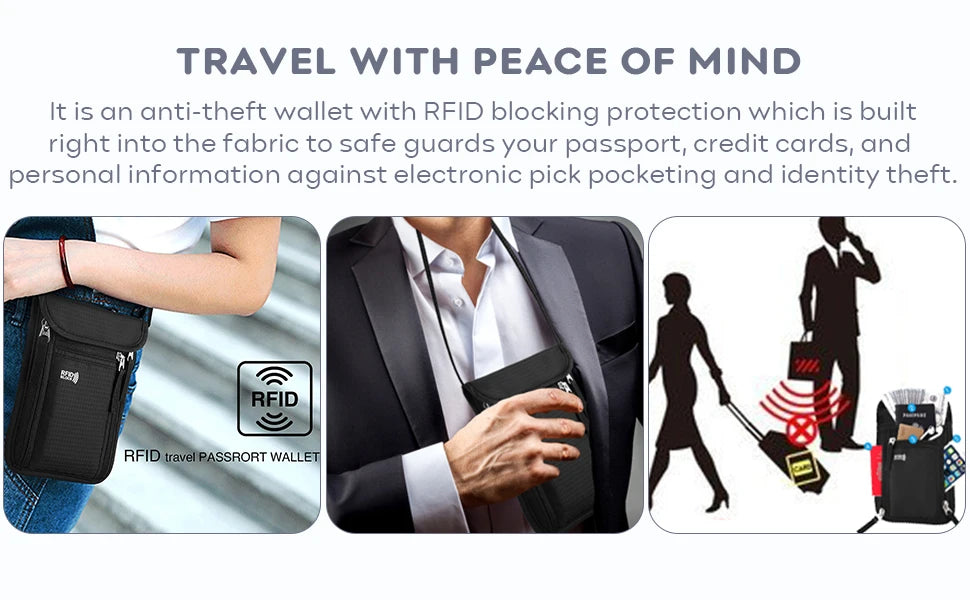 Travel Pouch Neck Wallet Family Passport Holder Organizer Case with RFID Blocking passport wallet travel wallet