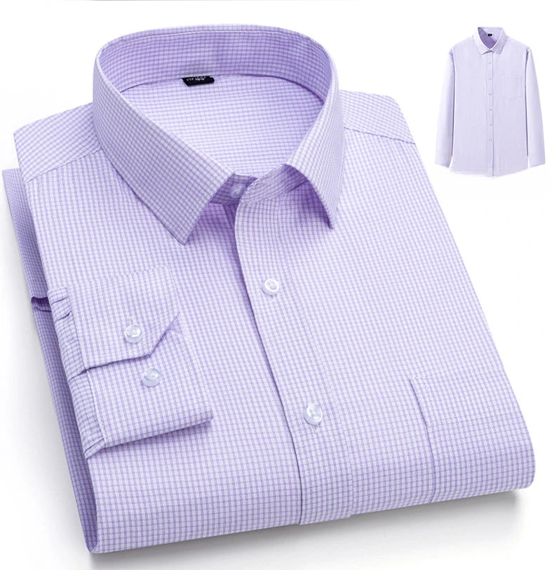 New elegant 40% cotton long-sleeve slim fit shirts for men Casual plain shirt plaid designer tops houndstooth clothes