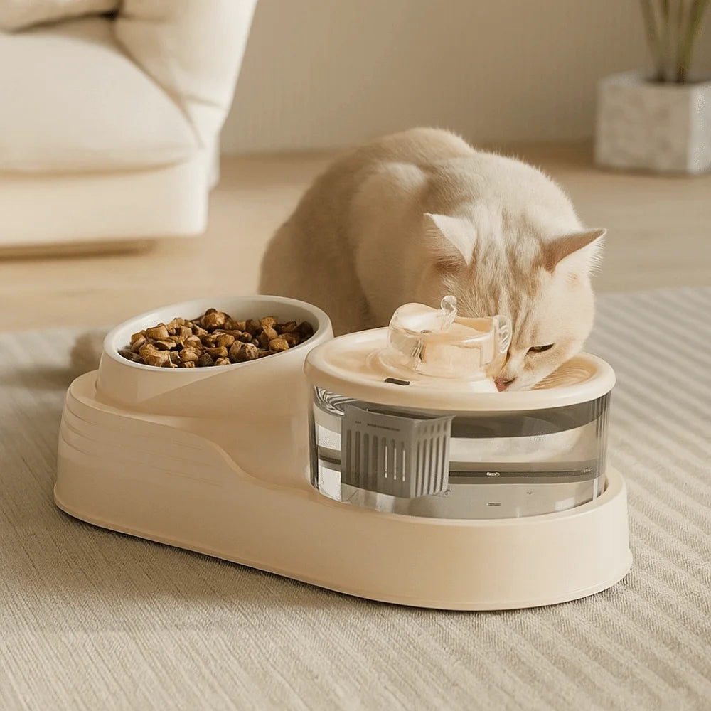USB Charging 2-in-1 Pets Water Fountain Mute Large Capacity Pet Water Dispenser Auto Filter Neck Protection Pet Feeder Cats Dogs