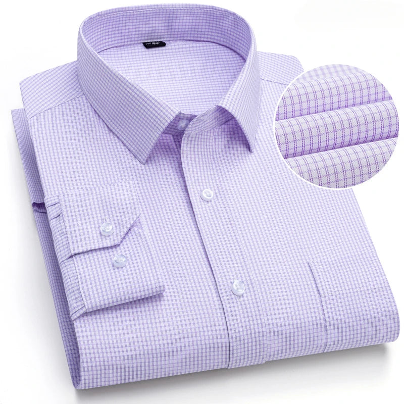 New in shirt elegant 40%cotton long-sleeve shirts for men slim fit Casual plain shirt plaid designer tops houndstooth clothes