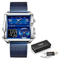 LIGE Luxury Men Quartz Digital Watch Creative Sport Watches Male Waterproof Wristwatch Montre Homme Clock Relogios Masculino+box