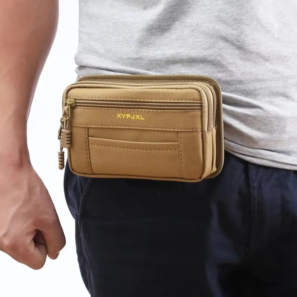 Belt Molle Men Waist Pack Bum Bag Multi-Compartment Mobile Phone Bags Phone Holder Zipper Close Men Wallet Pouch Hiking Cycling
