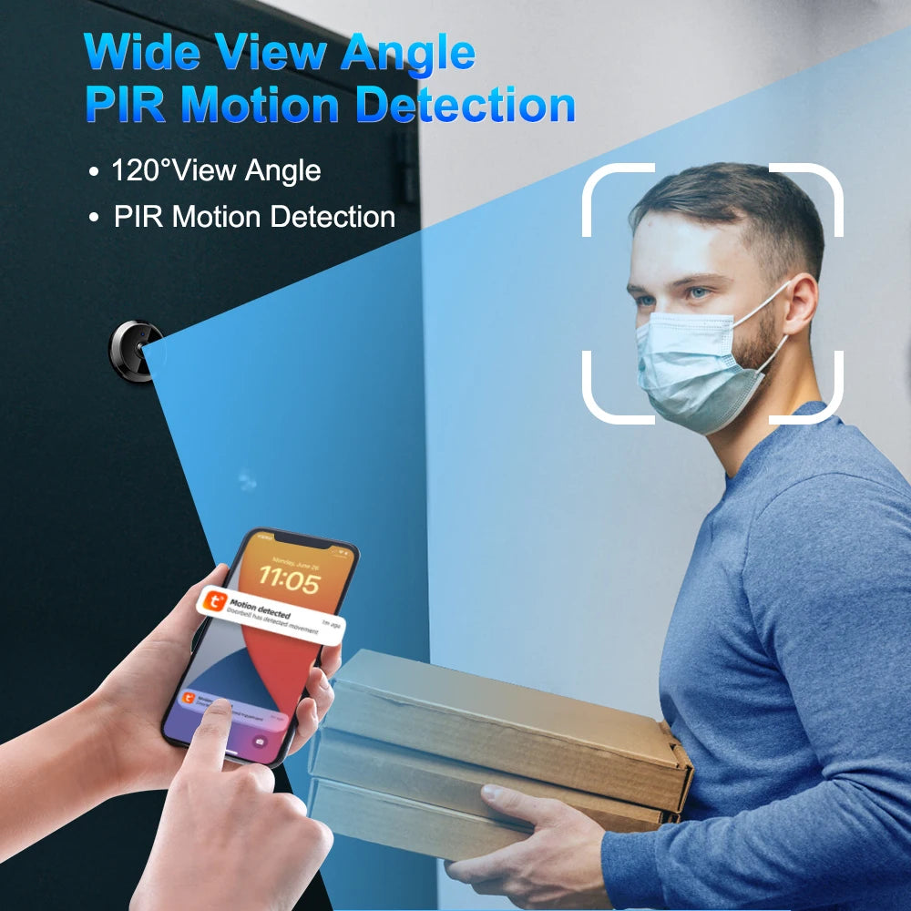 Awapow Tuya WiFi Surveillance Door Camera Visual Intercom Digital Doorbell Camera PIR Motion Detection Wireless Video Door Bell