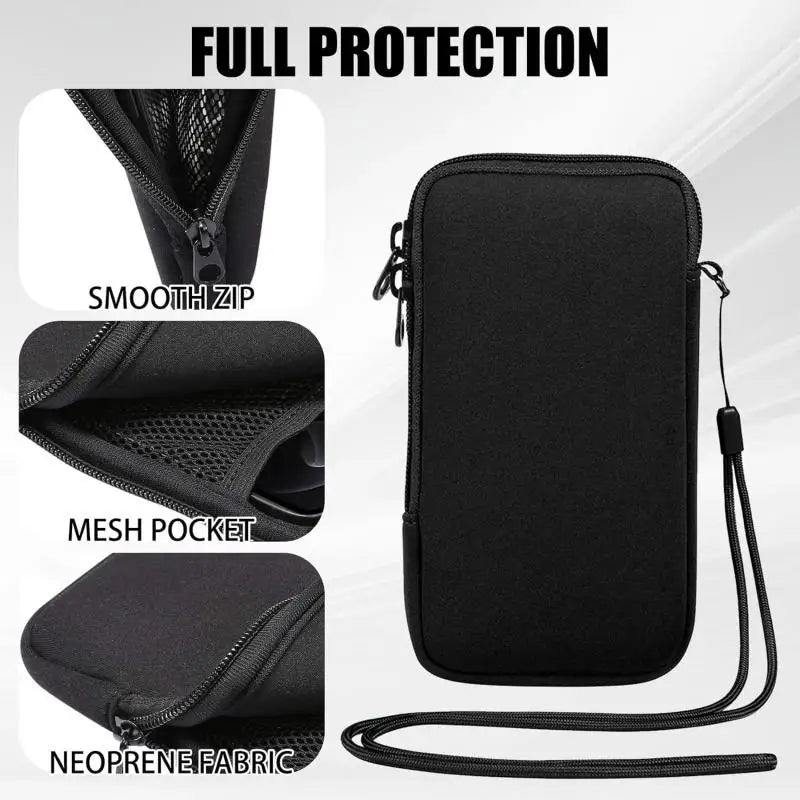 Neoprene Phone Pouch With Lanyard,Shockproof Waterproof Portable Storage Bag For Phones, Keys & Earbuds Lightweight Mini Wallet