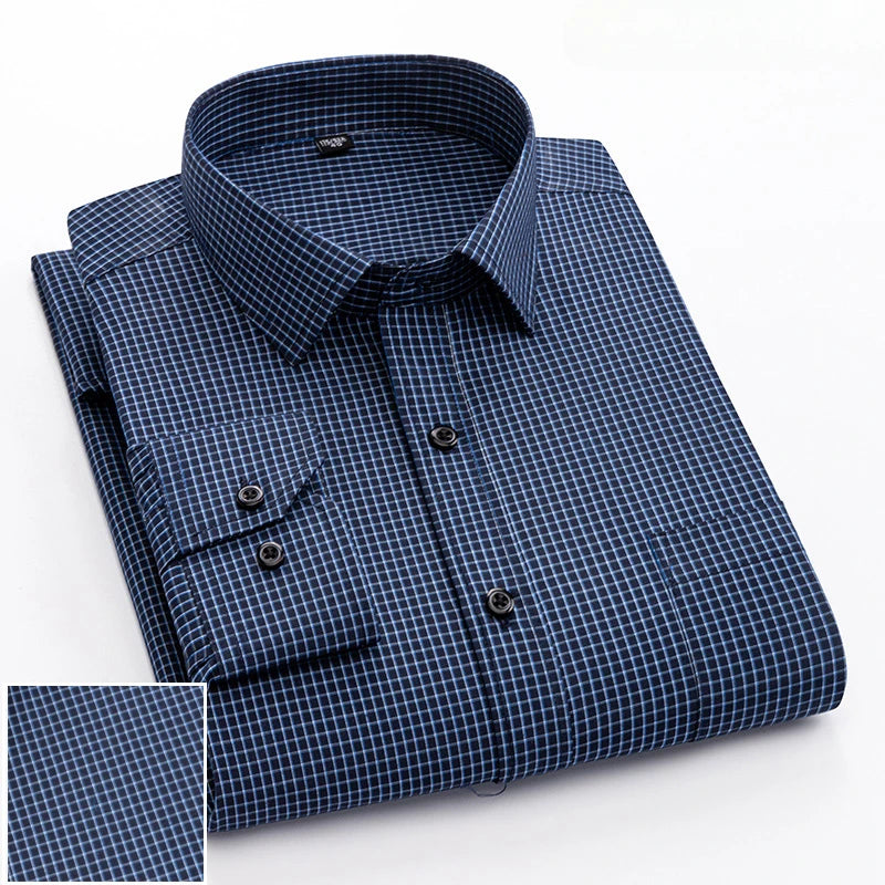 New elegant 40% cotton long-sleeve slim fit shirts for men Casual plain shirt plaid designer tops houndstooth clothes