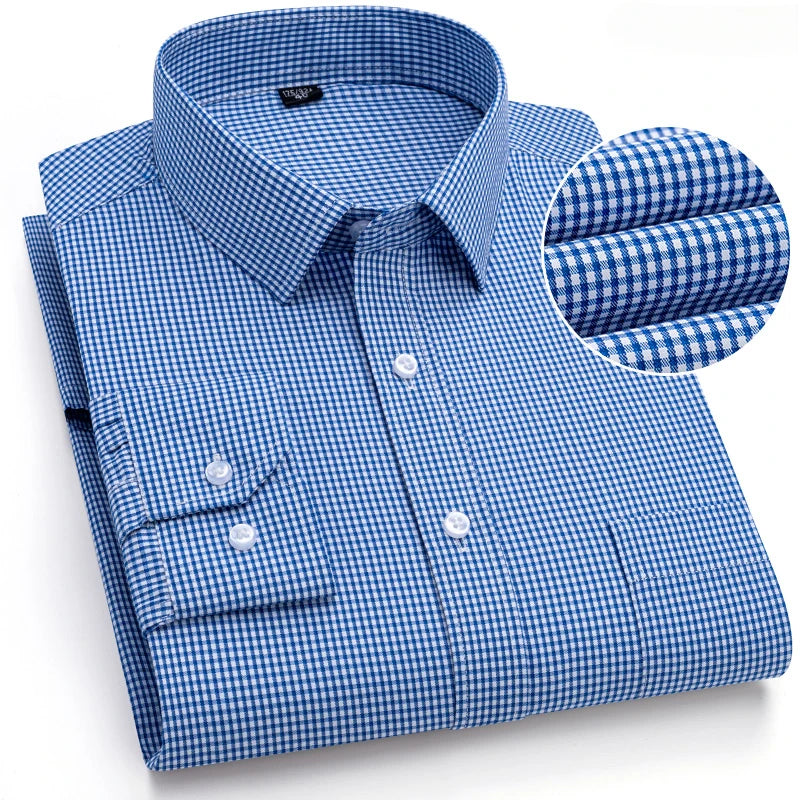 New in shirt elegant 40%cotton long-sleeve shirts for men slim fit Casual plain shirt plaid designer tops houndstooth clothes