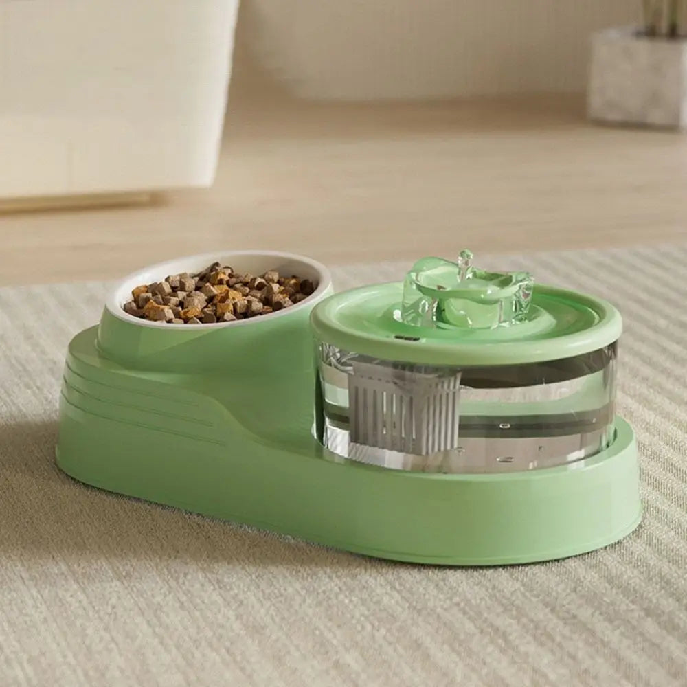 USB Charging 2-in-1 Pet Water Fountain Silent Large Capacity Pet Water Dispenser Automatic Filter Neck Protection Pet Feeder for Cats and Dogs