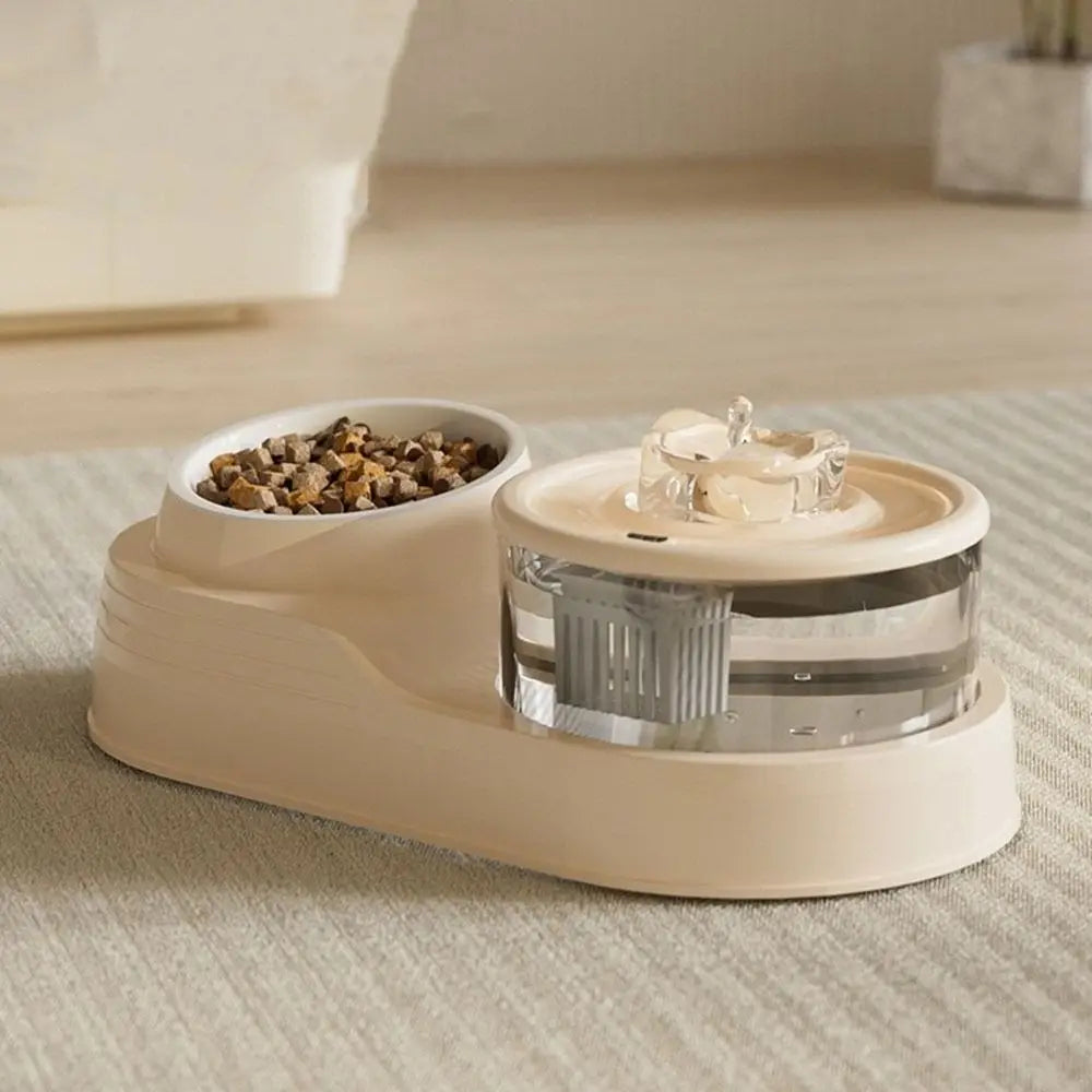 USB Charging 2-in-1 Pet Water Fountain Silent Large Capacity Pet Water Dispenser Automatic Filter Neck Protection Pet Feeder for Cats and Dogs