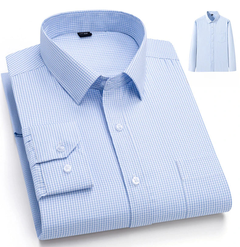 New elegant 40% cotton long-sleeve slim fit shirts for men Casual plain shirt plaid designer tops houndstooth clothes