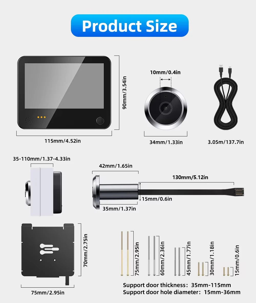 Awapow Tuya WiFi Surveillance Door Camera Visual Intercom Digital Doorbell Camera PIR Motion Detection Wireless Video Door Bell