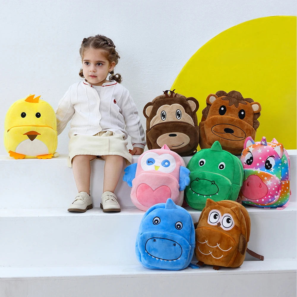 Kids Backpack Boys Cute Duck Cow Frog Backpacks School for Girls Toddler Child Schoolbag Book Bags Traveling Bag Large Capacity