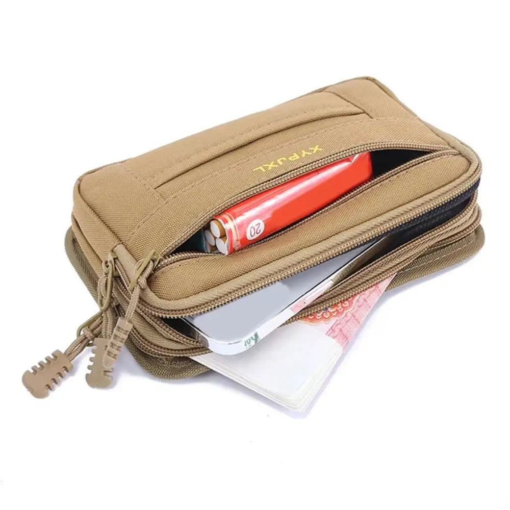 Belt Molle Men Waist Pack Bum Bag Multi-Compartment Mobile Phone Bags Phone Holder Zipper Close Men Wallet Pouch Hiking Cycling