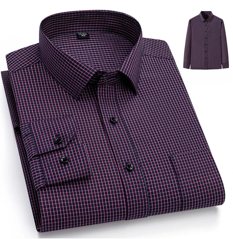 New elegant 40% cotton long-sleeve slim fit shirts for men Casual plain shirt plaid designer tops houndstooth clothes