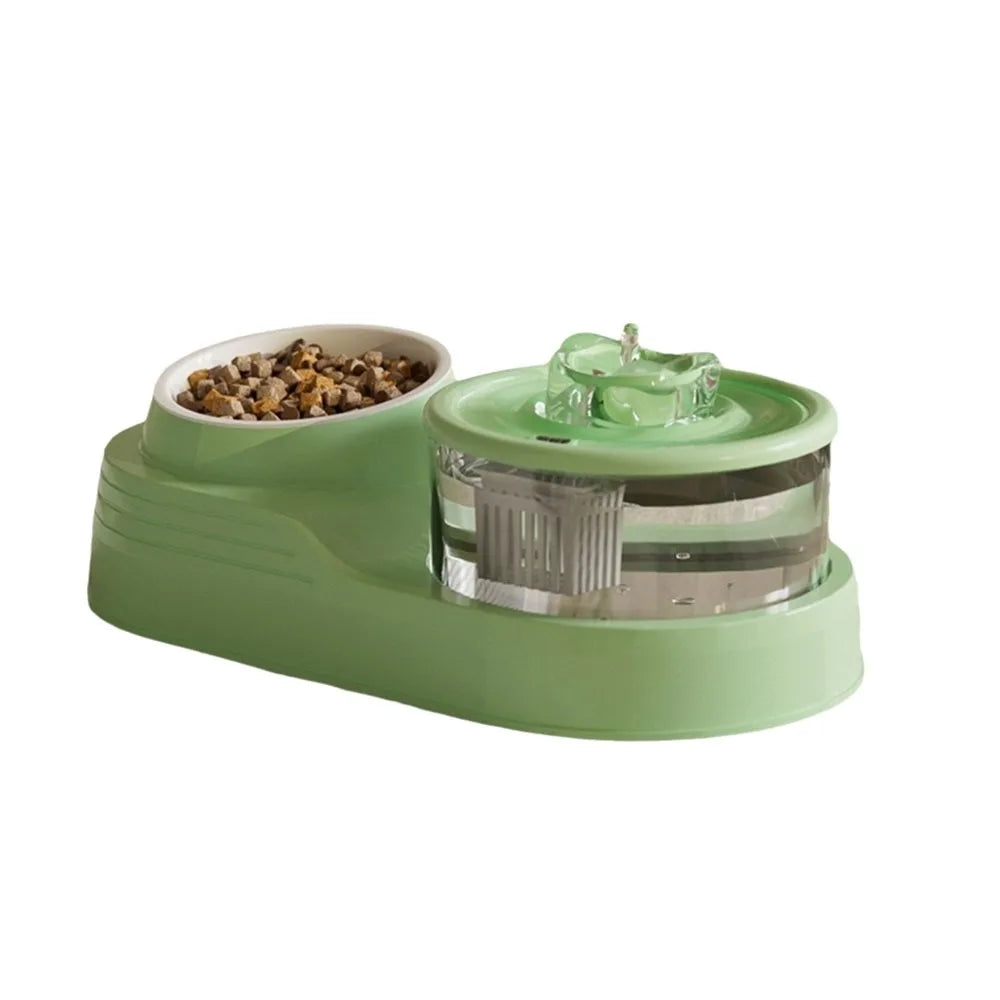USB Charging 2-in-1 Pet Water Fountain Automatic Filter Quiet Cat Drinking Bowl Large Capacity Neck Protection Pet Feeder for Home