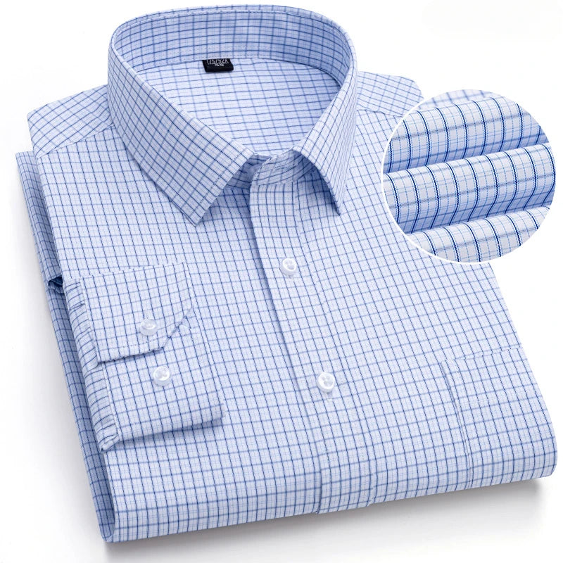 New in shirt elegant 40%cotton long-sleeve shirts for men slim fit Casual plain shirt plaid designer tops houndstooth clothes