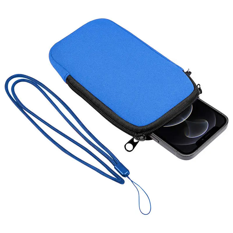 Neoprene Phone Pouch With Lanyard,Shockproof Waterproof Portable Storage Bag For Phones, Keys & Earbuds Lightweight Mini Wallet