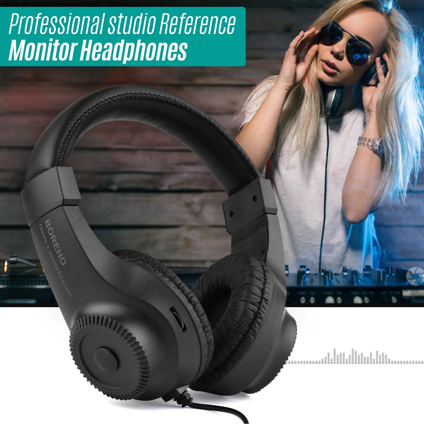 Wired Headset Self Adjusting Headband 6.5mm Single Jack Stereo Monitoring Headphone for Electronic Musical Instruments
