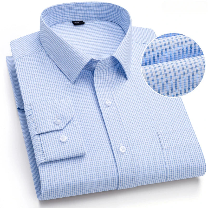 New in shirt elegant 40%cotton long-sleeve shirts for men slim fit Casual plain shirt plaid designer tops houndstooth clothes