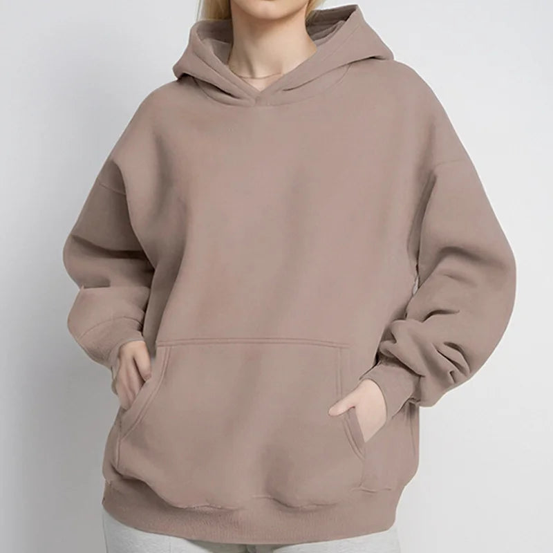Women Hoodies Pullover Hooded Sweat Shirts Solid Color Jogger Long Sleeve Black Jogging Men Sweatshirt Sport Top Winter Clothing