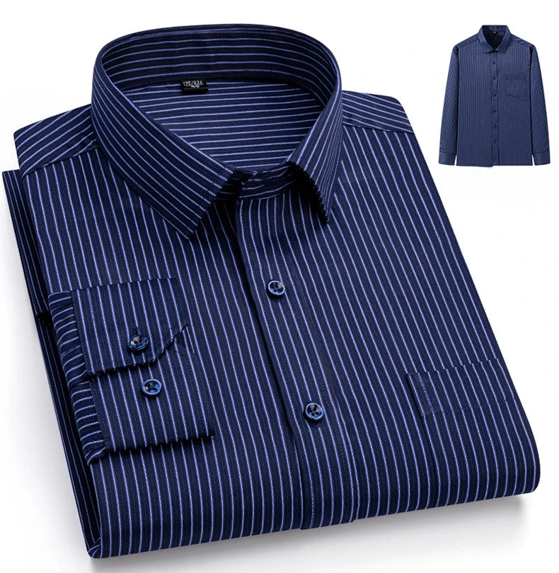 New elegant 40% cotton long-sleeve slim fit shirts for men Casual plain shirt plaid designer tops houndstooth clothes
