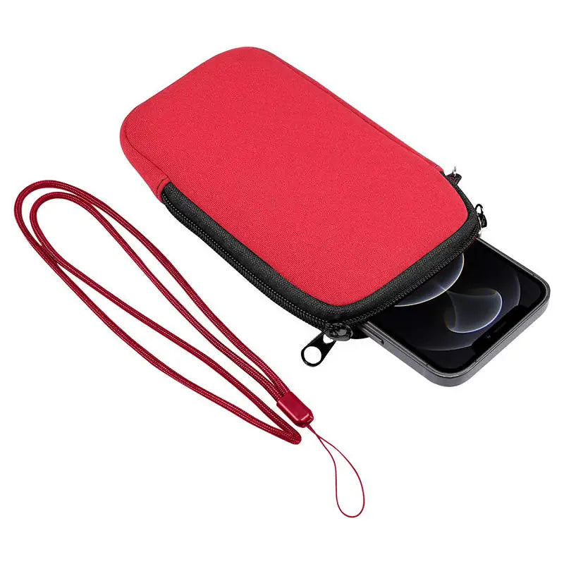 Neoprene Phone Pouch With Lanyard,Shockproof Waterproof Portable Storage Bag For Phones, Keys & Earbuds Lightweight Mini Wallet