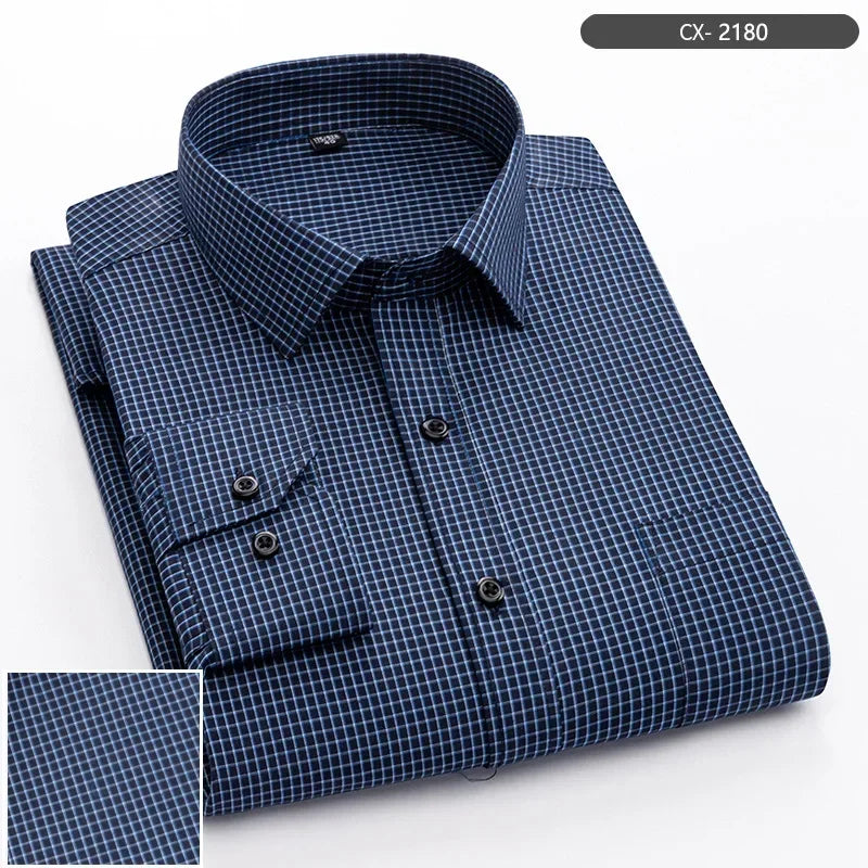 New elegant 40% cotton long-sleeve slim fit shirts for men Casual plain shirt plaid designer tops houndstooth clothes