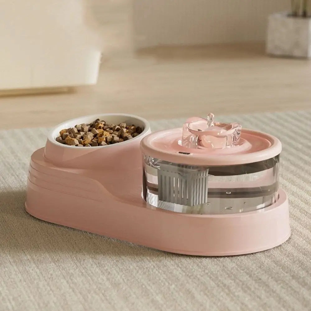 USB Charging 2-in-1 Pets Water Fountain Mute Large Capacity Pet Water Dispenser Auto Filter Neck Protection Pet Feeder Cats Dogs