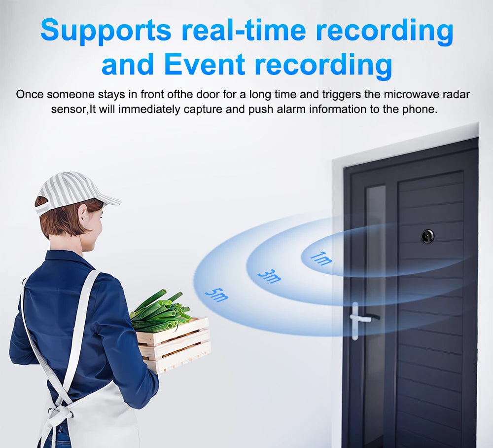 Awapow Tuya WiFi Surveillance Door Camera Visual Intercom Digital Doorbell Camera PIR Motion Detection Wireless Video Door Bell