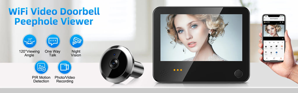 Awapow Tuya WiFi Surveillance Door Camera Visual Intercom Digital Doorbell Camera PIR Motion Detection Wireless Video Door Bell