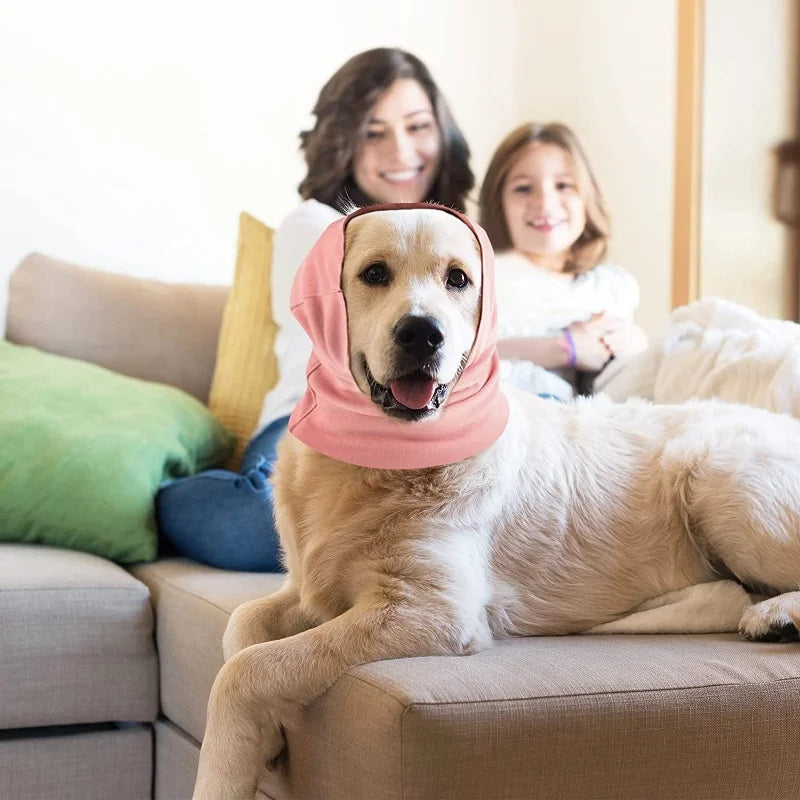 Pet Dog Cat Ears Cover Calming Headband Bathing Grooming Helper Anti-shock Noise-proof Ear Muffs Turban Neck Warmer