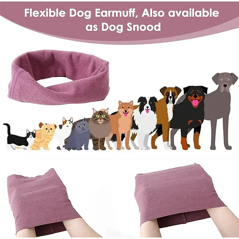 Pet Dog Cat Ears Cover Calming Headband Bathing Grooming Helper Anti-shock Noise-proof Ear Muffs Turban Neck Warmer