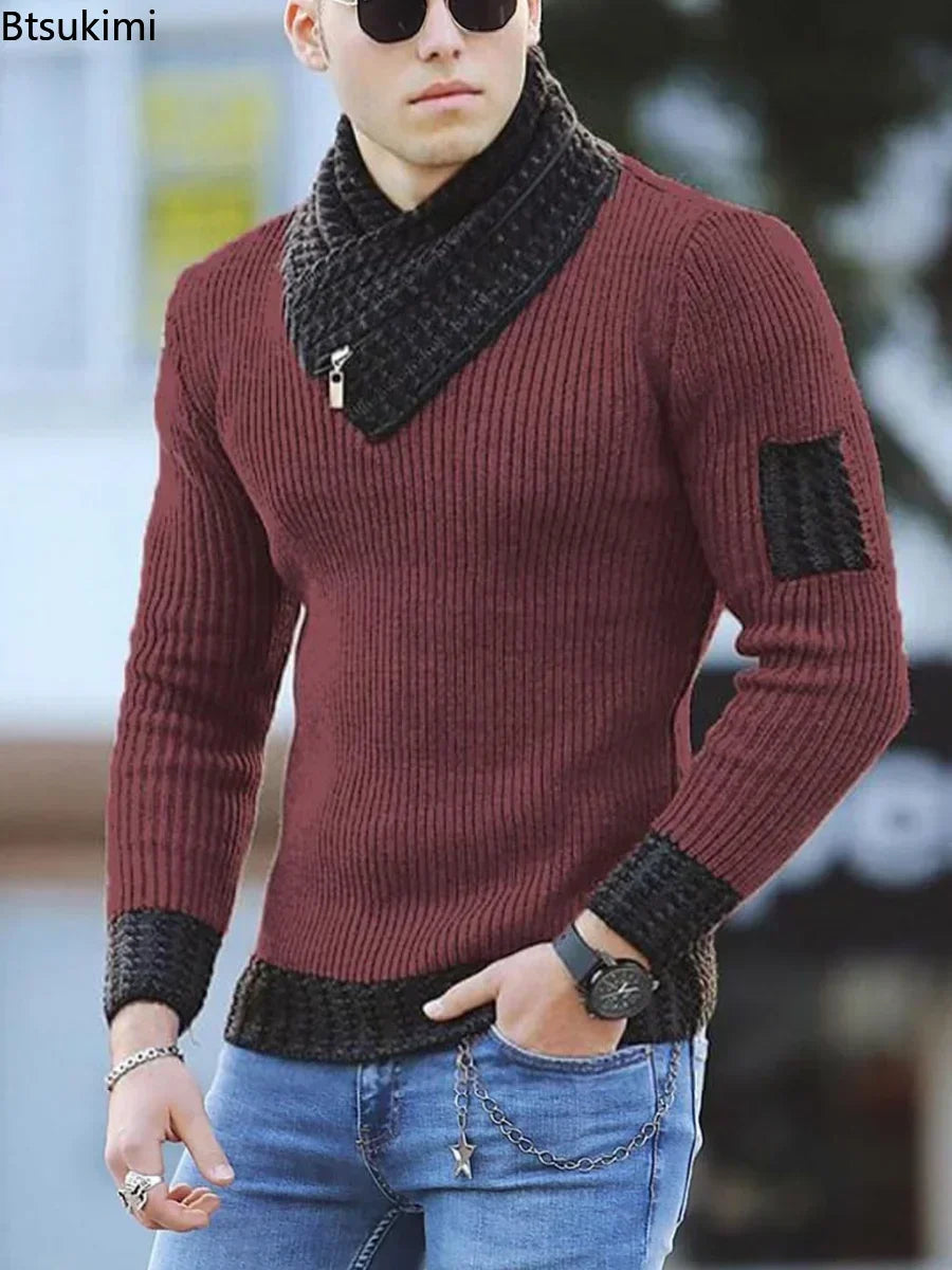 New Autumn Winter Men Casual Vintage Knitted Sweater Wool Turtleneck Oversize 2026 Korean Men Warm Cotton Pullovers Sweaters