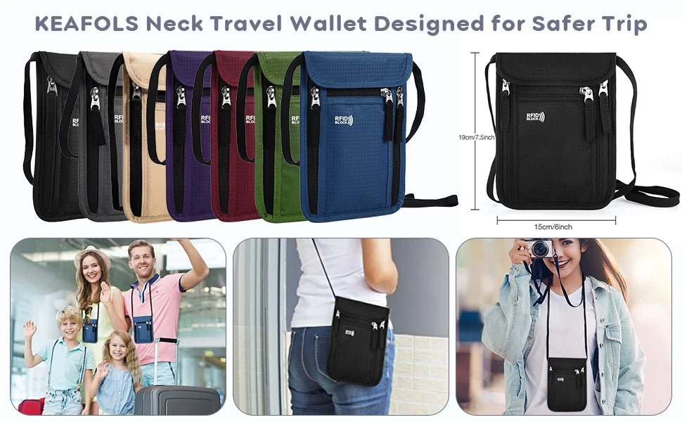 Travel Pouch Neck Wallet Family Passport Holder Organizer Case with RFID Blocking passport wallet travel wallet