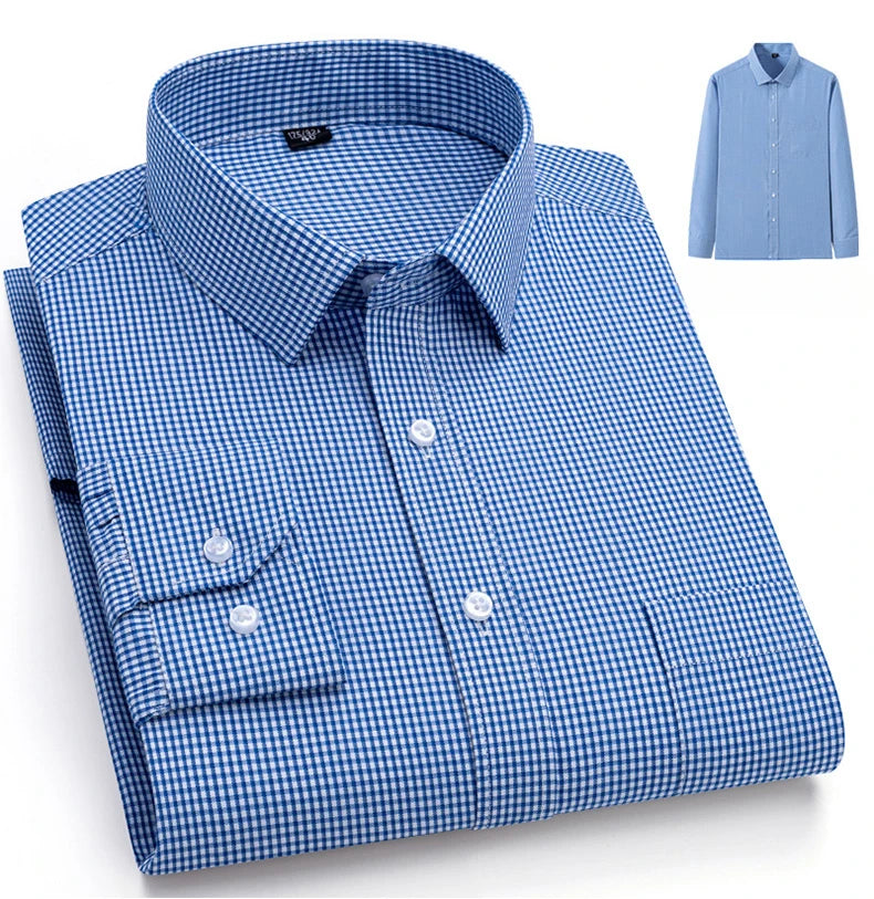 New elegant 40% cotton long-sleeve slim fit shirts for men Casual plain shirt plaid designer tops houndstooth clothes