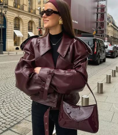 Veste en cuir mat